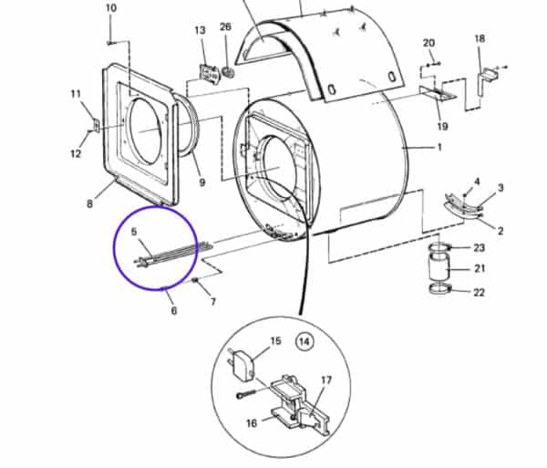 Resistenza lavatrice professionale Electrolux WE106MP Cod. 0E2176 471981202 - immagine 2